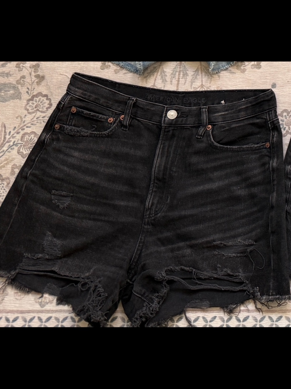 American Eagle Outfitters Black Distressed Denim Cutoff Shorts